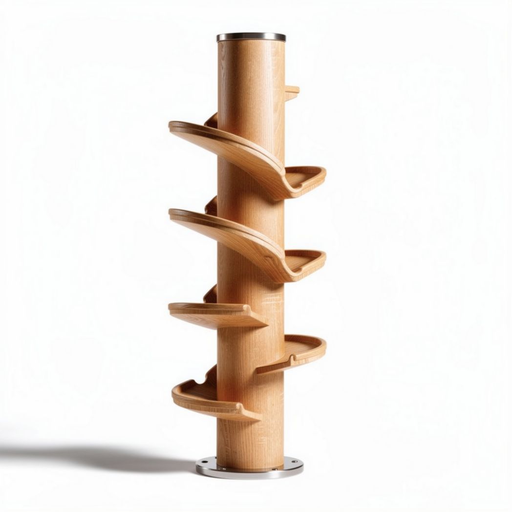 Wooden spiral wine rack with six shelves for bottles 20 x 20 x 100cm