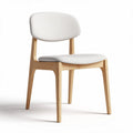 Wooden dining chair with upholstered seat and back in white 42 x 45 x 80cm