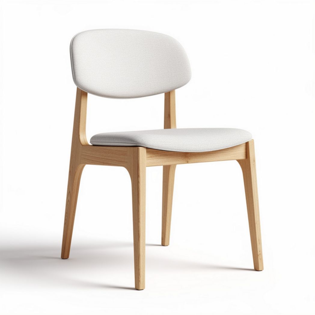 Wooden dining chair with upholstered seat and back in white 42 x 45 x 80cm