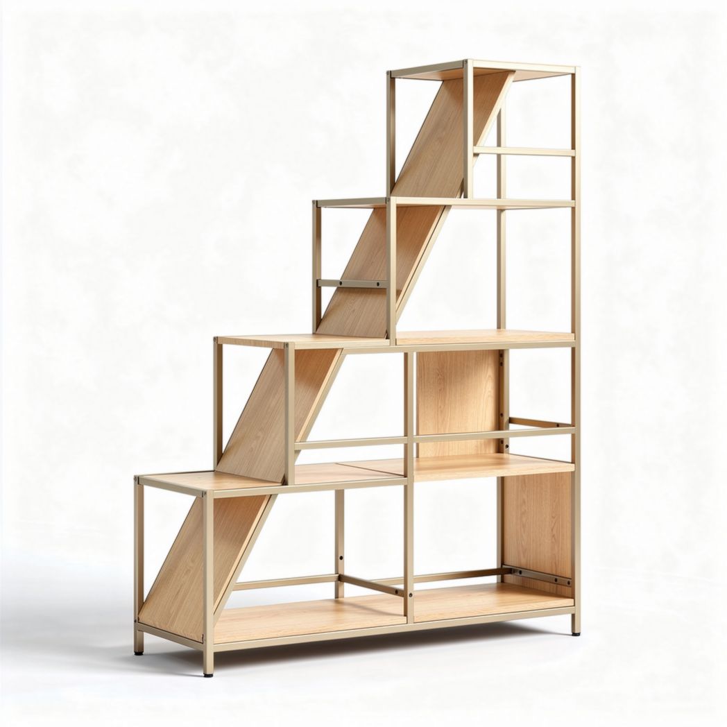 Wooden bookshelf with open design for living room storage 150 x 40 x 200cm
