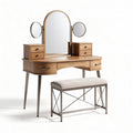 Wooden vanity set with adjustable mirror and storage drawers 120 x 50 x 150cm