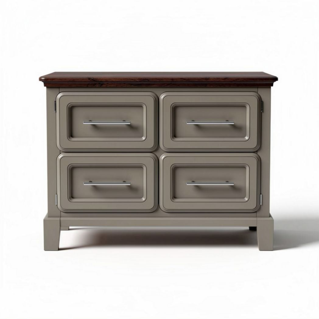 Storage cabinet with four drawers in gray and wood finish 80 x 50 x 75cm