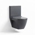 Wall-mounted toilet with elongated bowl in dark gray ceramic 75 x 40 x 35cm