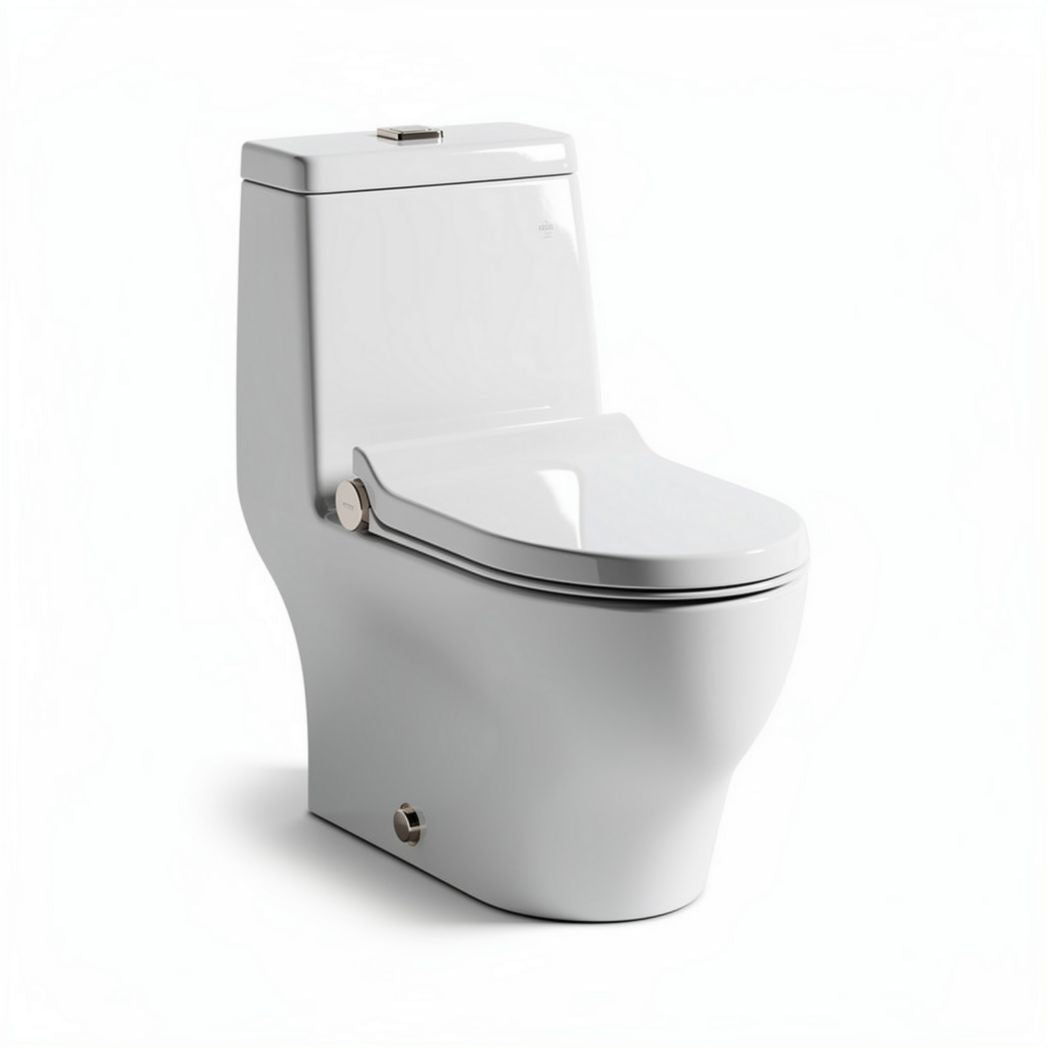 One piece ceramic toilet with dual flush system in white color 70 x 38 x 40cm