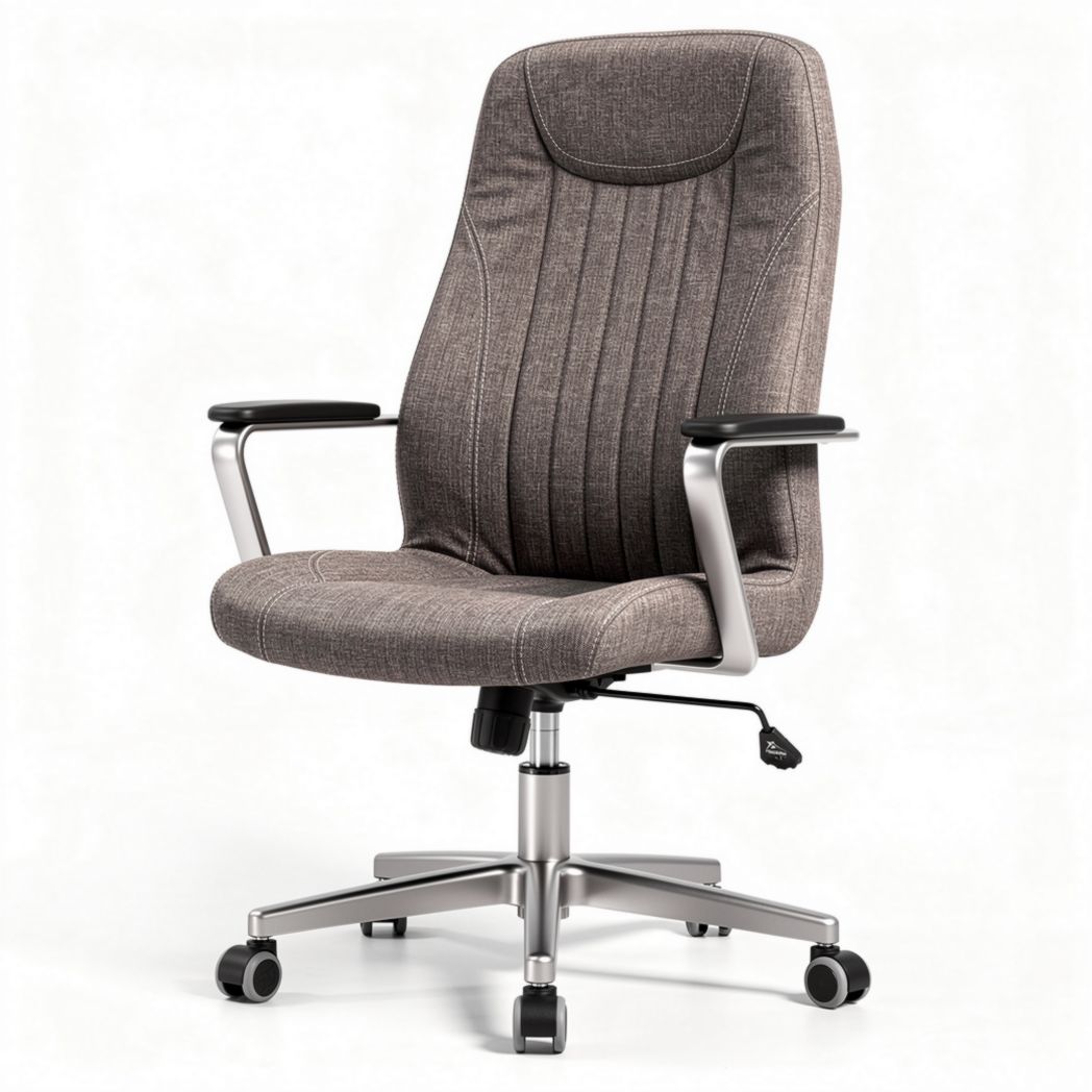 Office chair with adjustable height and gray fabric upholstery 60 x 60 x 100cm