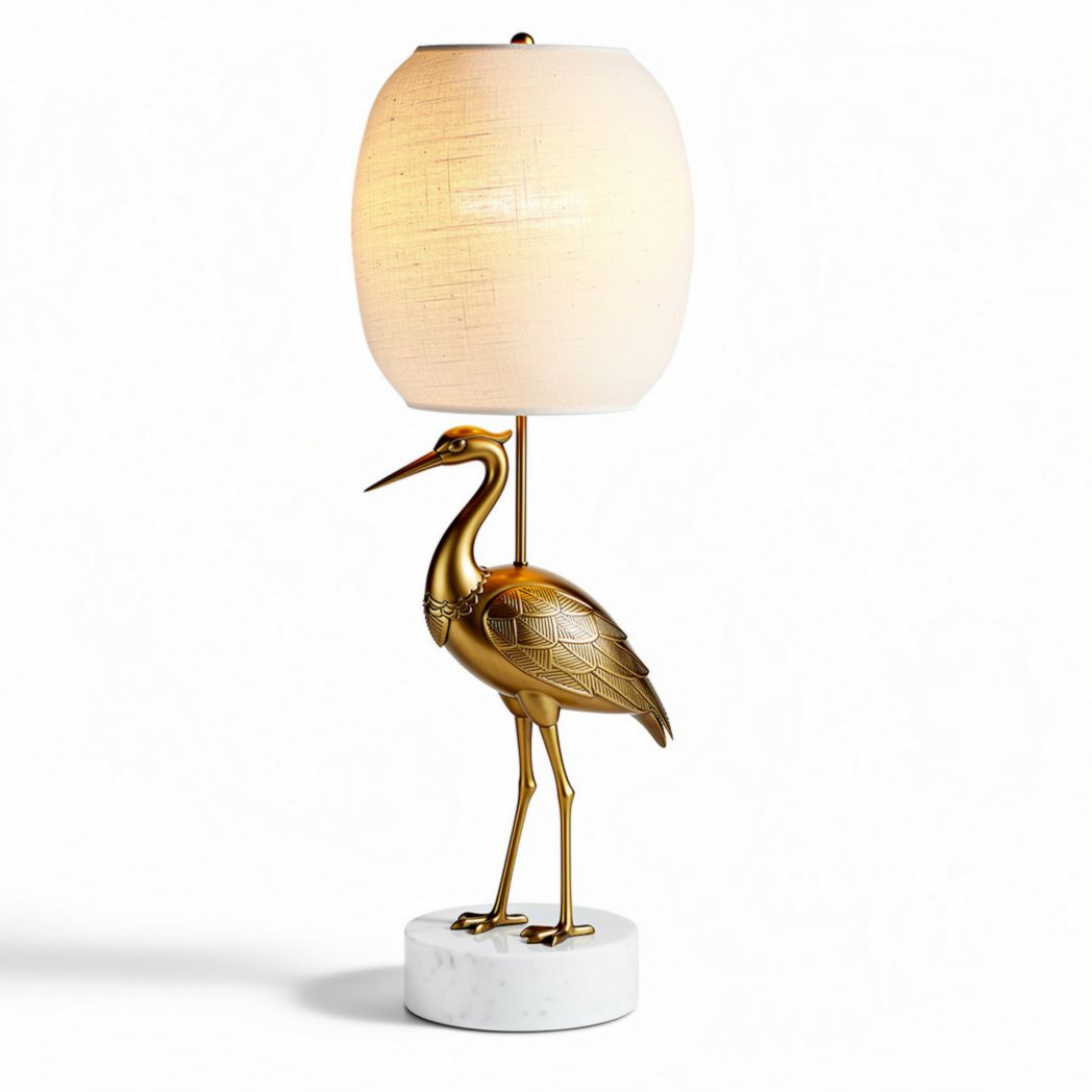 Crane table lamp with white shade and marble base 20 x 20 x 60cm