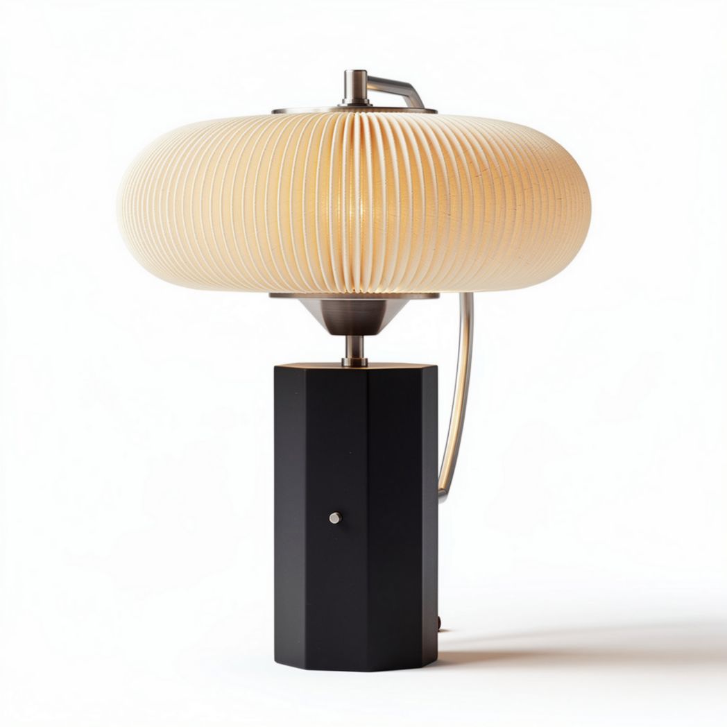 Table lamp with wooden lamp shade and metal base 30 x 30 x 40cm