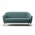 Mid-century modern sofa in teal fabric with wooden legs 180 x 80 x 70cm